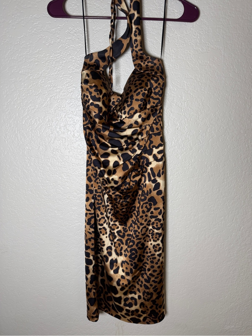 Vintage Y2K Cache Leopard Halter Dress